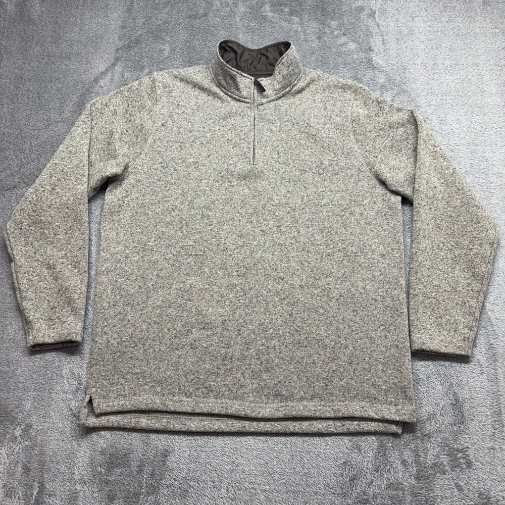 Wrangler Authentics Quarter Zip Fleece Pullover Men Large Gray Sweater Excellent